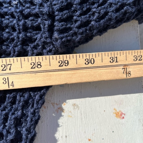 Men's Vintage Structure Sweater Navy Blue Cable Knit XL Defunct 90s Y2K Preppy - Picture 12 of 14